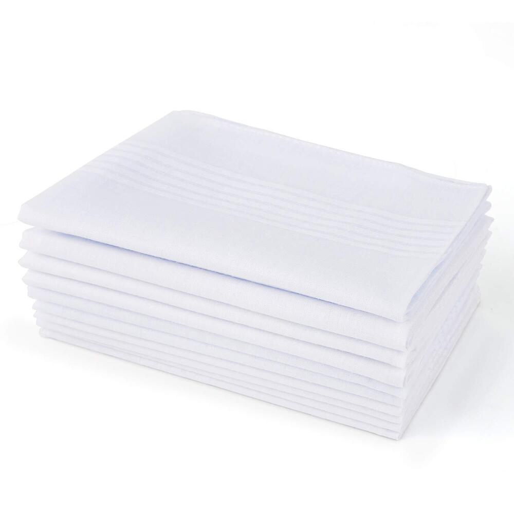 Men's Handkerchiefs 100% Soft Cotton White Hankie Hankerchieves